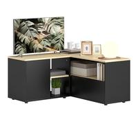 HOMCOM Mobile TV angolare Panca TV fino a 40" con contenitore in rovere e nero