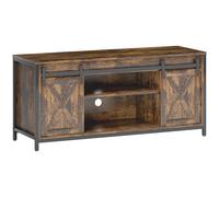 HOMCOM Mobile TV Basso per TV fino a 152,4 cm con 6 Scomparti e 2 Porte Scorrevoli, Design Industriale, 43x31x86 cm, Marrone e Nero Aosom Italy