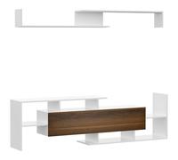 HOMCOM Mobile TV Moderno con Mensola a Muro e Ripiani Aperti con Armadietto Chiuso in Truciolato Bianco e Marrone per Salotto e Camera da Letto Aosom
