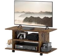 HOMCOM Mobile TV Moderno con Ripiani, Mobiletto Porta TV da 42" con Ruote Girevoli a Freni, 2 Piccolo Ripiani Laterali per Soggiorno e Camera da Letto, 80x40x40 cm, Marrone Rustico