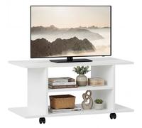 HOMCOM Mobile TV con Ruote e Mensole, fino a 42", Bianco