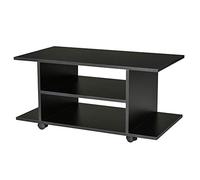 HOMCOM Mobile TV Moderno con Ripiani, Mobiletto Porta TV da 42" con Ruote Girevoli a Freni, 2 Piccolo Ripiani Laterali per Soggiorno e Camera da Letto, 80x40x40 cm, Nero