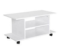 HOMCOM Mobile TV Moderno con Ripiani, Mobiletto Porta TV da 42" con Ruote Girevoli a Freni, 2 Piccolo Ripiani Laterali per Soggiorno e Camera da Letto, 80x40x40 cm, Bianco