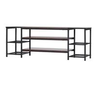 HOMCOM Mobile TV Moderno in Stile Industriale, Mobile Porta TV con 6 Ripiani Aperti per TV Fino a 60", in Truciolato e Acciaio, 140x40x50 cm, Marrone e Nero