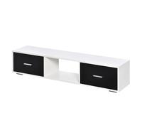 HOMCOM Mobile TV per 60 pollici, 2 cassetti, 140x30x32 cm, bianco e nero