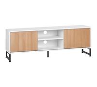 HOMCOM Mobile TV Moderno in Truciolato e Acciaio con Foro Passacavi