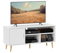 HOMCOM Mobile TV per TV fino a 60" Tavolo per TV da soggiorno moderno con armadio e 3 scomparti, 120 x 40 x 55 cm, bianco