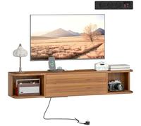 HOMCOM Mobile TV Sospeso con Prese di Corrente e USB 120x24x22.4 cm Noce