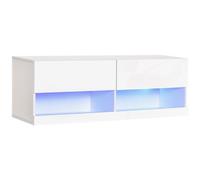 HOMCOM - Mobile Tv Sospeso In Legno, Mobile Porta Tv Moderno Con Luci Led Di 20 Colori, Per Tv Max. 42 pollici pollici , Bianco Lucido, 120x35x40.5cm