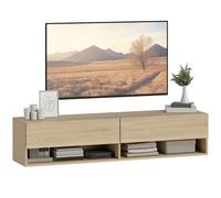 Homcom Mobile TV sospeso, Mobile TV per soggiorno con 2 cassetti pieghevoli, 2 ripiani aperti, gestione dei cavi, stile moderno, per televisione da 60 pollici, 140X32X31 cm, Legno naturale