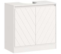 HOMCOM Mobile Vanity, Mobile da bagno con 2 ante e ripiano regolabile, Mobile da bagno per lavabi con o senza piedistallo, stile vintage, 60x30x59,8 cm, bianco