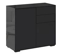 HOMCOM Mobiletto 2 Cassetti e 2 Ante 79x36x74cm Nero Opaco