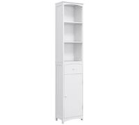HOMCOM Mobiletto a Colonna MDF Bianco Salvaspazio per Bagno/Camera 34x24x170cm