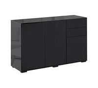 HOMCOM Mobiletto Multiuso Nero con 2 Cassetti e 2 Armadietti ad Apertura a Pressione, 117x36x74cm