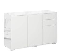 HOMCOM Mobiletto Armadietto Multiuso per Soggiorno, Cucina, Ufficio, 2 Cassetti e 2 Armadietti con Apertura a Pressione, Bianco