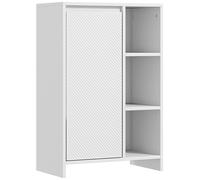 HOMCOM Mobiletto Bagno con 3 Ripiani Aperti e Armadietto a un'Anta, Mobile Bagno con Mensola Interna Regolabile, 53x30x80cm, Bianco