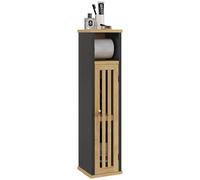 HOMCOM Mobiletto Bagno con Ripiano Aperto e Armadietto in Bambù e MDF Nero