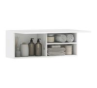 HOMCOM Mobiletto Bagno Pensile con Anta a Ribalta e Ripiani, 80x25x30cm