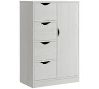 HOMCOM Mobile Bagno con 4 Cassetti e Armadietto a 2 Livelli, Mobiletto Bagno Salvaspazio con Maniglie Ritagliate per Camera da Letto Soggiorno, 54x29x83 cm, Bianco