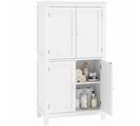 HOMCOM Mobiletto Bagno Salvaspazio con 4 Ante e Ripiani Regolabili, Bianco