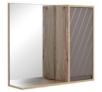 HOMCOM Mobile Armadio da Bagno Sospeso con Specchio, Ripiano Regolabile Grigio e Rovere Aosom