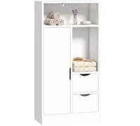 HOMCOM Mobiletto Bagno Salvaspazio Slim 50x25x100 cm Bianco | Mobile Bagno con 2 Cassetti, Ripiani Regolabili a 3 Livelli e Armadietto, Stile Nordico