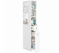 HOMCOM Mobiletto Bagno Slim 135cm con 2 Cassetti e Ripiani, Bianco