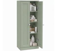 HOMCOM Mobiletto Bagno Stretto con 2 Ante e 4 Ripiani, Verde Chiaro | Mobiletto stretto salvaspazio, armadietto da terra per bagno, soggiorno o cucina, 38 x 26 x 97 cm