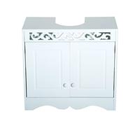 Homcom Mobiletto basso da bagno, per il lavabo, con 2 ante e ripiani, 60 x 30 x 56 cm, design moderno, in legno, colore: bianco
