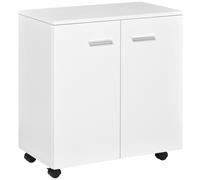 HOMCOM Mobiletto Basso Multiuso 2 Ante e Ruote Mobile Ufficio e Casa in Legno