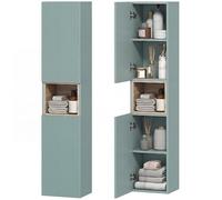 HOMCOM Mobiletto Colonna Bagno Armadio stretto con 2 ante Scomparto aperto e ripiani regolabili per WC Piccoli spazi, 30 x 24 x 140 cm, Verde