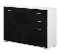 HOMCOM Mobiletto con 3 ante e 2 cassetti Nero Lucido, Antigraffio 106 x 35 x 76