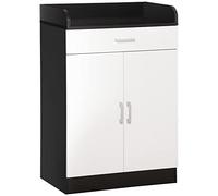 HOMCOM Mobiletto con Cassetto di Legno, con Ripiano Regolabile, Mobiletto da Cucina Salvaspazio, Soggiorno e Anticamera, in Legno MDF, 60x40x90cm, Bianco e Nero