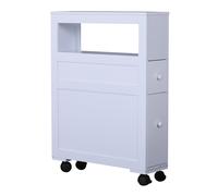 HOMCOM Mobiletto da Bagno 2 Cassetti Salvaspazio Bianco Legno