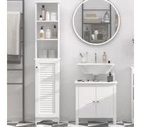 Homcom Mobiletto da bagno alto con 1 anta, 3 ripiani, ripiano regolabile 34X20X165 cm