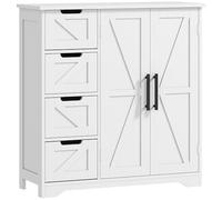 HOMCOM Mobiletto da bagno, mobile da bagno, con 4 cassetti, 1 armadio, ripiano regolabile, per soggiorno, sala da pranzo, piccoli spazi, 81,2 x 30 x 83,8 cm, bianco