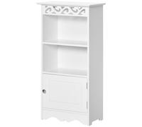 HOMCOM Mobiletto da terra e un Armadietto Anta in MDF Bianco 2 Ripiani Bagno