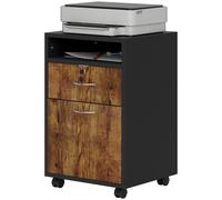 HOMCOM Mobiletto da Ufficio con Ripiano Aperto, Cassetto e Armadietto Marrone