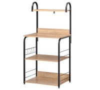 HOMCOM Mobiletto Microonde da Cucina con 4 Ripiani e 4 Ganci, in Acciaio e Legno, 60x40x125 cm, Color Legno Aosom Italy