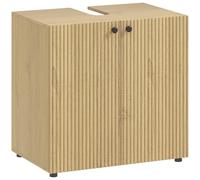 HOMCOM Mobiletto, mobile da bagno con 2 ante a chiusura ammortizzata, ripiano regolabile, mobile da bagno sotto il lavabo, 60 x 39,8 x 58,5 cm, effetto legno naturale