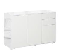 HOMCOM Mobiletto Multiuso 2 Cassetti e 2 Armadietti Apertura a Pressione Bianco