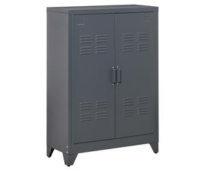 HOMCOM Mobiletto Multiuso a 2 Ante Stile Industriale, Armadietto Metallico per Casa e Garage, 75x33x110cm, Grigio Aosom