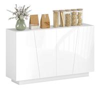 HOMCOM Mobiletto Multiuso in Truciolato a 5 Livelli, 150x40x88 cm, Bianco | Ripiano Regolabile su 3 Livelli, Base Rialzata