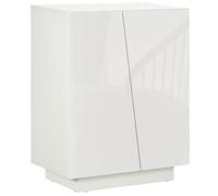 HOMCOM Mobiletto Multiuso in Truciolato Bianco a 3 Livelli con Ripiano Regolabile su 3 Livelli e Base Rialzata, 70x40x88 cm