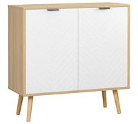 HOMCOM Mobiletto Multiuso Moderno in Truciolato e Legno di Pino con Ripiano Interno Regolabile su 3 Livelli, Mobile per Ingresso Soggiorno Cucina e Bagno, 77x35x77.5 cm