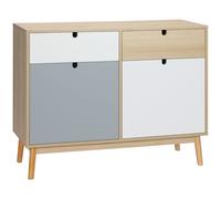 HOMCOM Mobiletto Multiuso Stile Nordico, Armadietto Due Ante con Cassetti per Cu