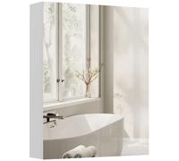 HOMCOM Mobiletto Pensile da Bagno con 2 Ante e Specchiera in MDF Bianco