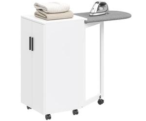 HOMCOM Mobiletto per asse da stiro pieghevole 2 ante 99,5x43x83cm Bianco