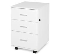 HOMCOM Mobiletto per Ufficio Archiviazione Scrivania su Ruote 3 Cassetti con Serratura 40 x 40 x 61,5 cm Bianco