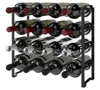 HOMCOM Mobiletto Portabottiglie a 4 Livelli a Onda Impilabili in Metallo Nero